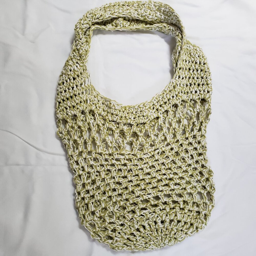 Light Green Crochet Green knit loose weave LG purse Satchel Slouchy Shoulder Bag